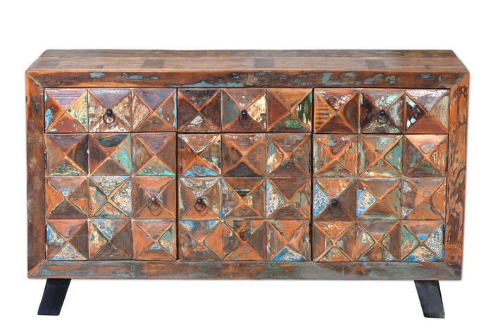 GINER Y COLOMER Buffet en bois recyclé multicolore